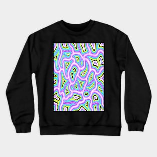 80s Abstract Retro Liquid Marble Swirl, Purple Blue Yellow Black White Crewneck Sweatshirt